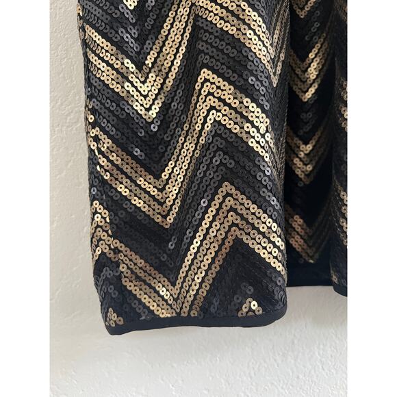H&M Black Gold Sequined Mini Dress Women XL Glam Fairy Grunge Event Career - Picture 11 of 16